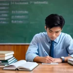 자동차정비 실기시험 팁과 유의사항 - **Prompt 1: Calm Before the Exam - Focused Mindset**
"A young Malaysian student, either male or ...