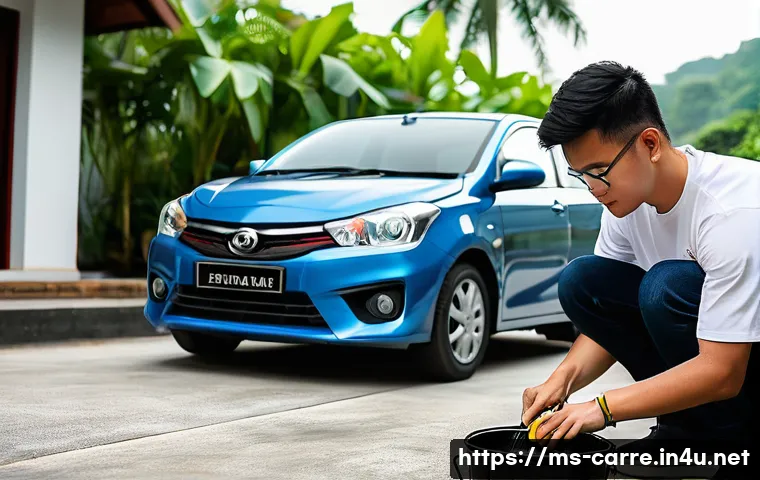 자동차정비 실무와 해외 자동차 기술 - A young Malaysian man, appearing confident and focused, wearing a clean casual t-shirt and jeans, me...